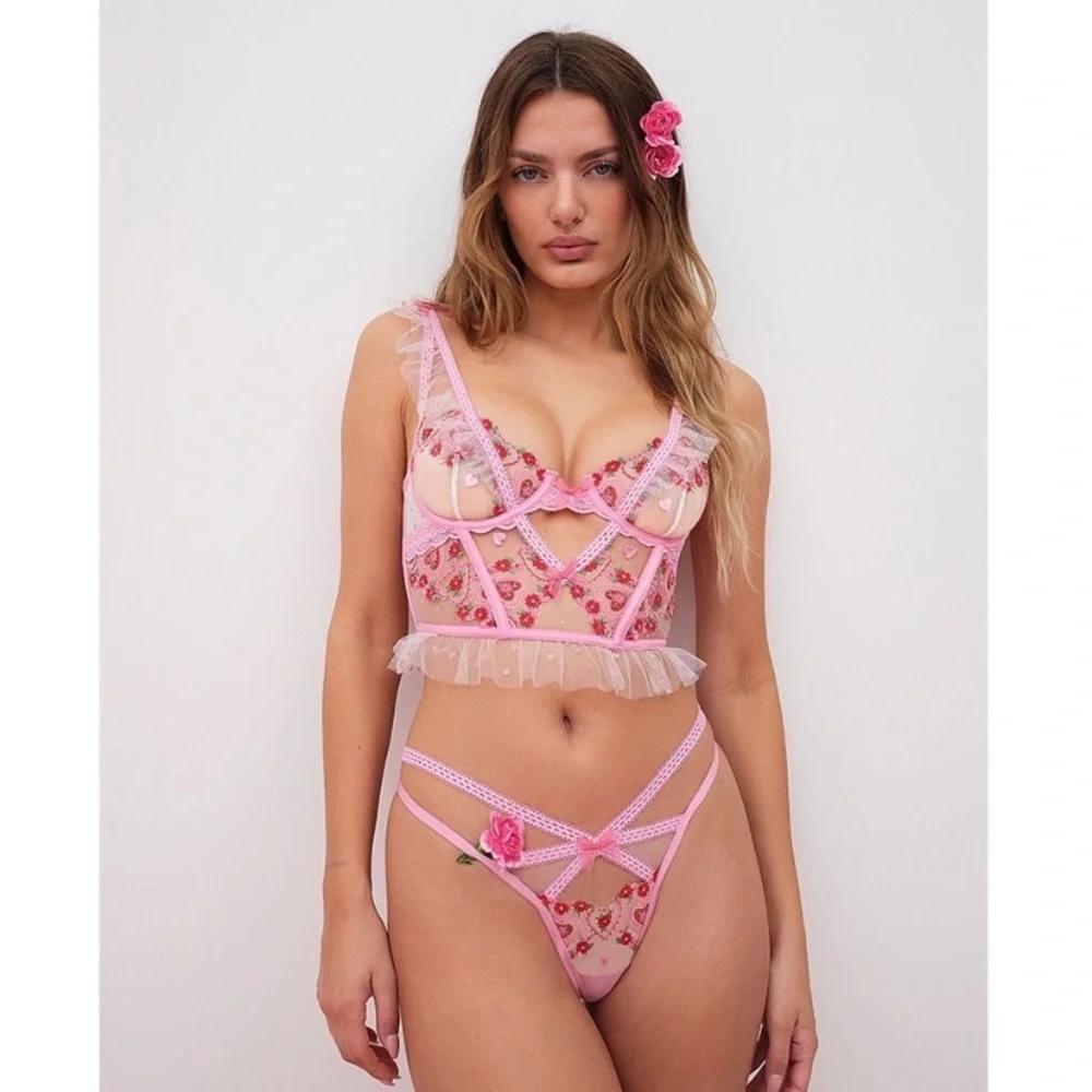 New! For love and lemons whimsical garden bustier bra top 10101 - Picture 3 of 12